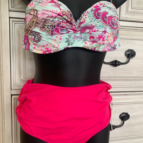 Anne Cole NEW WITH TAG MEDIUM r High-Waist Ruched/ Convertible Bikini Bottoms - Picture 6 of 13